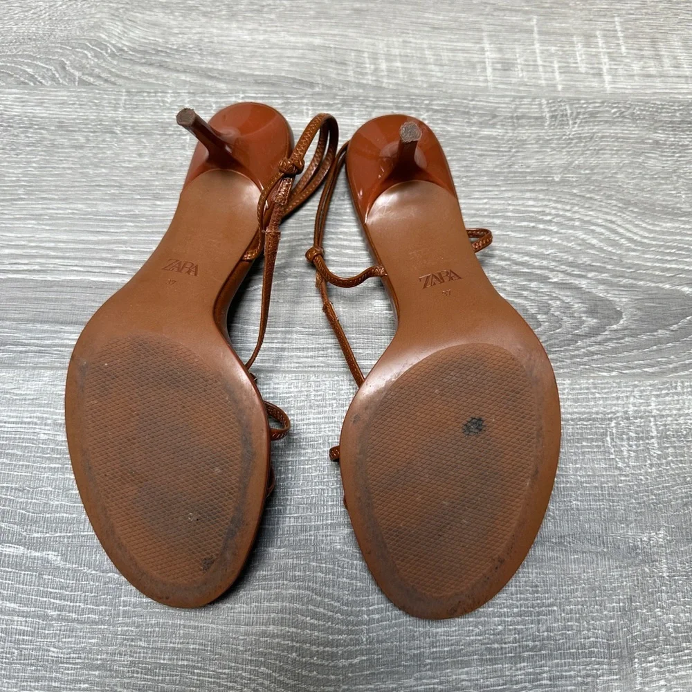 Zara Brown Embellished Heeled Sandals - Picture 6 of 6